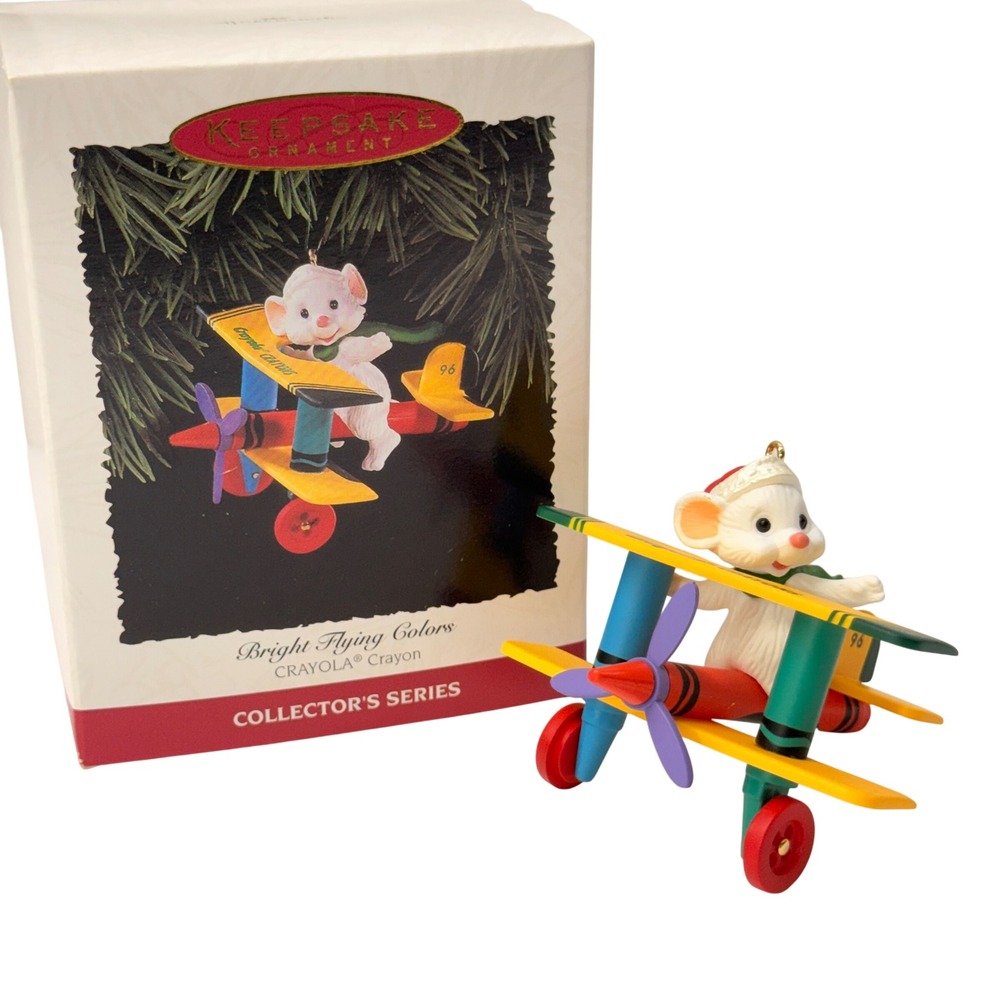 Hallmark Keepsake 1996 Crayola Bright‎ Flying Colors Mouse Airplane Ornament